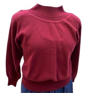Vintage Alps Geyser mock neck sweater 3/4 sleeves and shoulder pads burgundy M